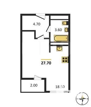 Студия квартира, вторичка, 28м2, 11/12 этаж