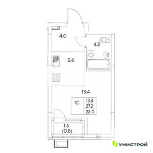 1-к квартира, вторичка, 28м2, 5/31 этаж