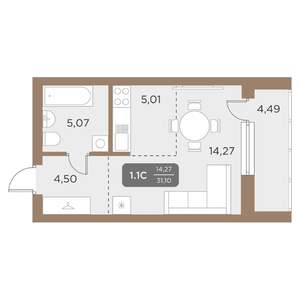 Студия квартира, строящийся дом, 31м2, 3/24 этаж
