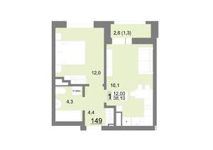 1-к квартира, вторичка, 38м2, 18/26 этаж