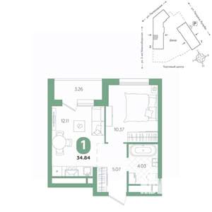 1-к квартира, вторичка, 35м2, 4/24 этаж