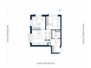 2-к квартира, вторичка, 56м2, 6/20 этаж