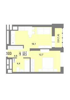 1-к квартира, вторичка, 39м2, 16/23 этаж