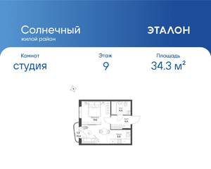 Студия квартира, вторичка, 34м2, 9/16 этаж