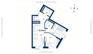 2-к квартира, вторичка, 58м2, 20/31 этаж