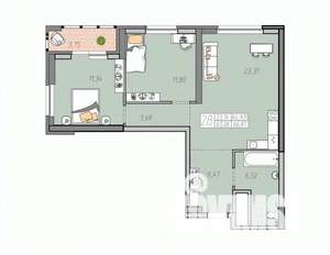 2-к квартира, строящийся дом, 65м2, 15/33 этаж