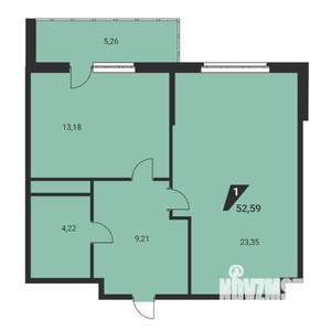 1-к квартира, вторичка, 53м2, 25/25 этаж