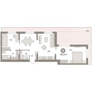 2-к квартира, вторичка, 101м2, 8/9 этаж
