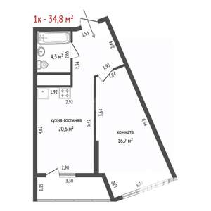 1-к квартира, вторичка, 44м2, 23/32 этаж