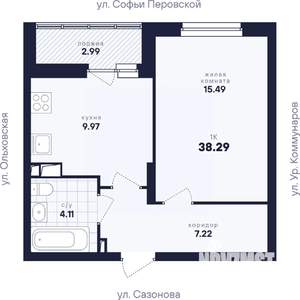 1-к квартира, вторичка, 38м2, 5/17 этаж