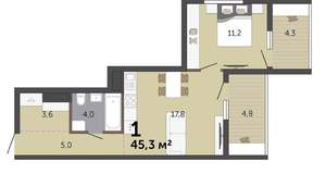 1-к квартира, вторичка, 45м2, 5/19 этаж