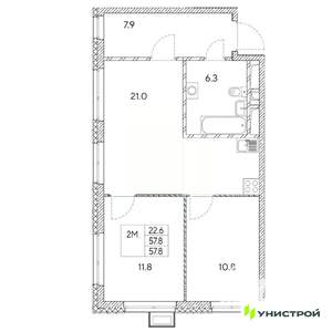 2-к квартира, вторичка, 58м2, 16/31 этаж