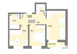 2-к квартира, вторичка, 54м2, 15/26 этаж