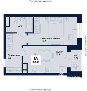 1-к квартира, вторичка, 44м2, 6/31 этаж