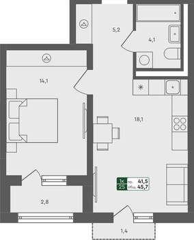 1-к квартира, вторичка, 46м2, 3/4 этаж