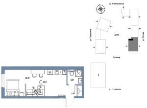 Студия квартира, строящийся дом, 29м2, 21/24 этаж