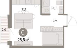 Студия квартира, вторичка, 27м2, 5/9 этаж