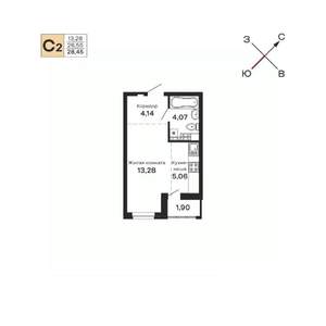 Студия квартира, вторичка, 28м2, 17/21 этаж