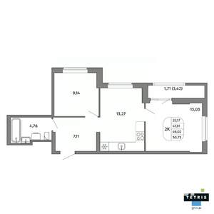 2-к квартира, вторичка, 49м2, 7/32 этаж