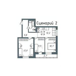 2-к квартира, вторичка, 71м2, 9/20 этаж