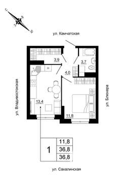 1-к квартира, вторичка, 37м2, 19/24 этаж