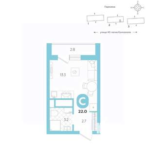 Студия квартира, вторичка, 22м2, 5/20 этаж