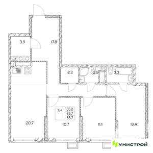 3-к квартира, вторичка, 86м2, 5/31 этаж