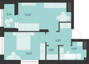 1-к квартира, вторичка, 41м2, 7/14 этаж