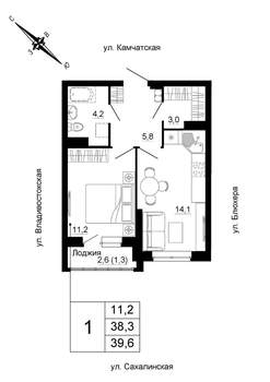1-к квартира, вторичка, 40м2, 8/24 этаж