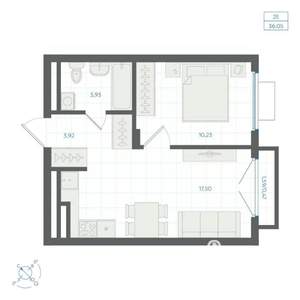 1-к квартира, строящийся дом, 36м2, 4/4 этаж