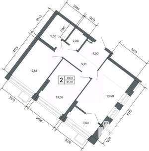 2-к квартира, вторичка, 61м2, 24/27 этаж