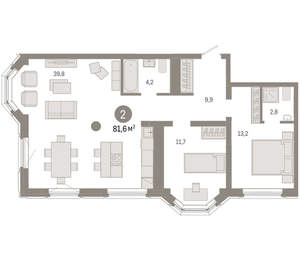 2-к квартира, вторичка, 82м2, 16/24 этаж