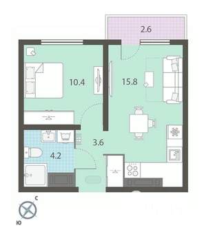 1-к квартира, вторичка, 35м2, 22/25 этаж