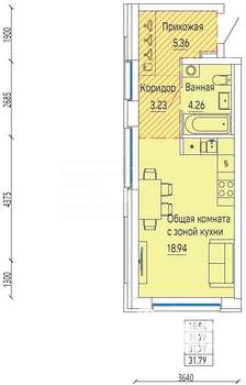 Студия квартира, сданный дом, 32м2, 14/30 этаж
