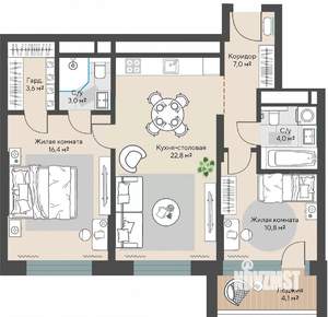 2-к квартира, вторичка, 70м2, 27/30 этаж