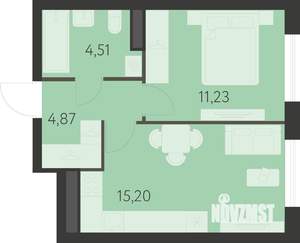1-к квартира, вторичка, 36м2, 9/25 этаж
