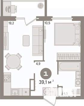 1-к квартира, вторичка, 39м2, 16/25 этаж