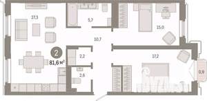 2-к квартира, вторичка, 82м2, 7/9 этаж
