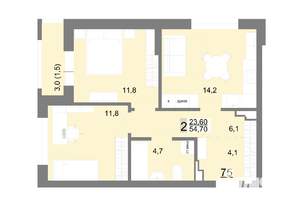 2-к квартира, вторичка, 55м2, 10/26 этаж