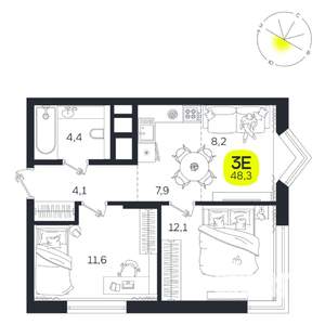 3-к квартира, вторичка, 48м2, 22/27 этаж