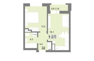 1-к квартира, вторичка, 38м2, 5/26 этаж
