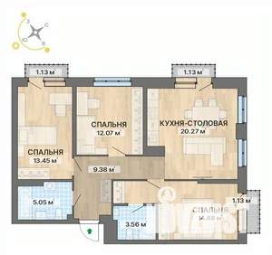 3-к квартира, вторичка, 82м2, 12/15 этаж