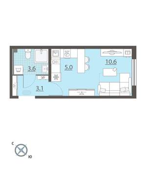Студия квартира, вторичка, 22м2, 5/8 этаж