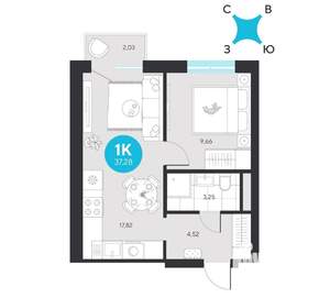 1-к квартира, вторичка, 37м2, 5/22 этаж