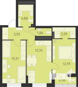 2-к квартира, вторичка, 61м2, 3/31 этаж