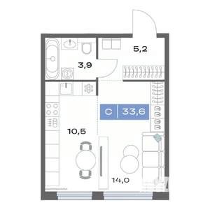 Студия квартира, строящийся дом, 34м2, 3/25 этаж