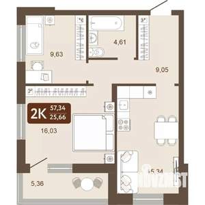 2-к квартира, вторичка, 57м2, 7/24 этаж