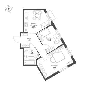 2-к квартира, вторичка, 52м2, 4/25 этаж