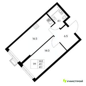 1-к квартира, вторичка, 41м2, 3/31 этаж