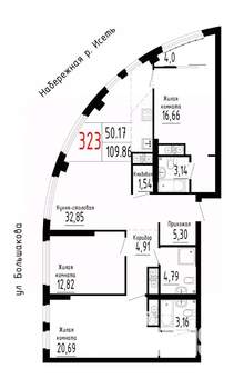3-к квартира, вторичка, 110м2, 18/25 этаж